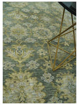 Custom Made Green, Silver and Olive Hand knotted Traditional Oushak Wool Area Rug