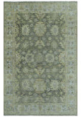 Custom Made Green, Silver and Olive Hand knotted Traditional Oushak Wool Area Rug