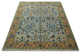 Custom Made Hand Knotted Living Room and Bedroom Rug Rust and Silver Traditional Turkish Style Wool Rug