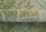Custom Made Hand Knotted Beige and Blue Traditional Turkish Wool Rug