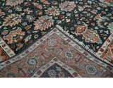 Custom Made Hand Knotted Black and Rust Traditional Oushak Wool Area Rug