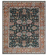 Custom Made Hand Knotted Black and Rust Traditional Oushak Wool Area Rug