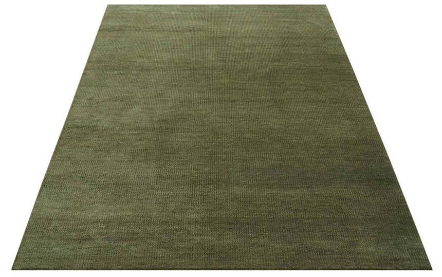 Custom Made Hand Knotted Blue and Brown Stripes Design Contemporary Area Rug