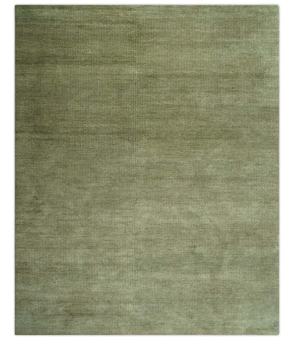 Custom Made Hand Knotted Blue and Brown Stripes Design Contemporary Area Rug