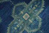 Tullu Custom Made Hand Knotted Blue and Silver Traditional Wool Rug