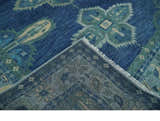 Tullu Custom Made Hand Knotted Blue and Silver Traditional Wool Rug
