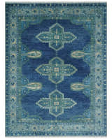 Tullu Custom Made Hand Knotted Blue and Silver Traditional Wool Rug
