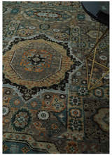 Custom Made Hand Knotted Brown, Black and Silver Traditional Wool Rug