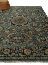 Custom Made Hand Knotted Brown, Black and Silver Traditional Wool Rug