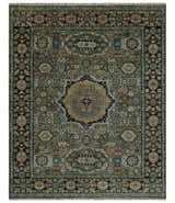 Custom Made Hand Knotted Brown, Black and Silver Traditional Wool Rug