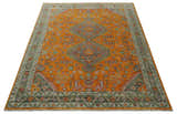 Custom Made Hand Knotted Carrot Red and Silver Oriental Traditional Wool Area Rug