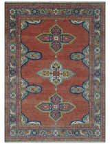 Custom Made Hand Knotted Dark Peach and Silver Traditional Wool Rug