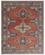 Custom Made Hand Knotted Dark Peach and Silver Traditional Wool Rug