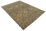 Custom Made Hand Knotted Gold and Gray Multi Size Oriental Traditional Wool Area Rug