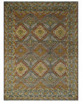 Custom Made Hand Knotted Gold and Gray Multi Size Oriental Traditional Wool Area Rug