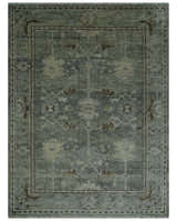 Custom Made Hand Knotted Gray and Brown Oriental Oushak Multi Size Traditional Wool Areaa Rug