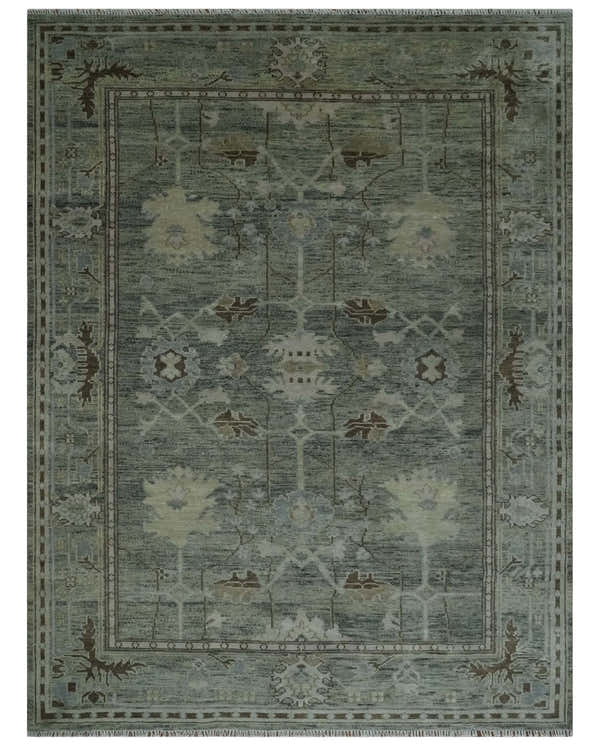 Custom Made Hand Knotted Gray and Brown Oriental Oushak Multi Size Traditional Wool Areaa Rug