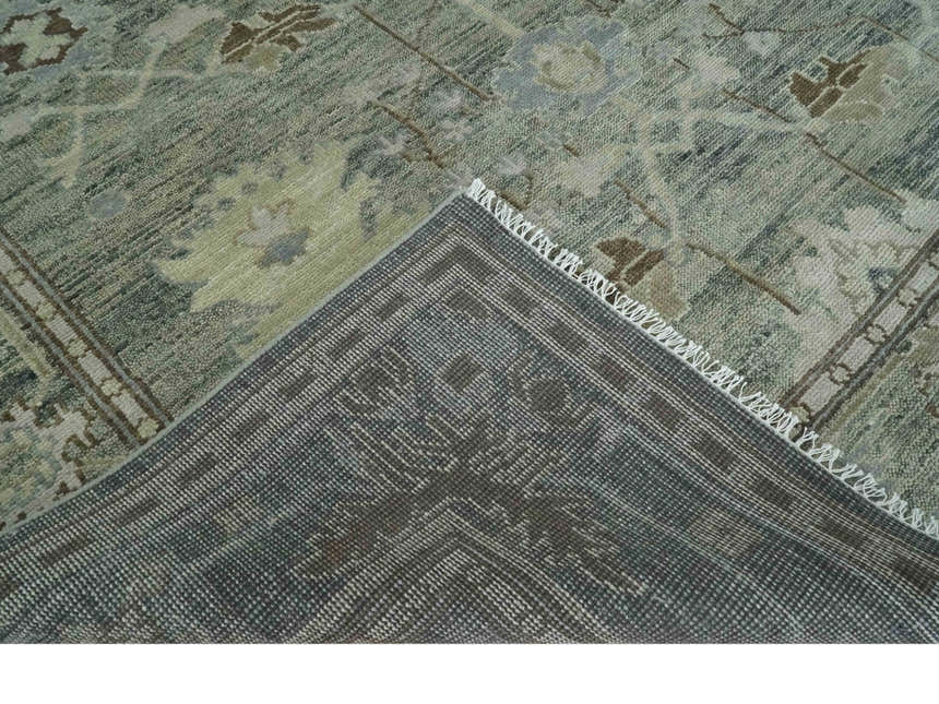 Custom Made Hand Knotted Gray and Brown Oriental Oushak Multi Size Traditional Wool Areaa Rug