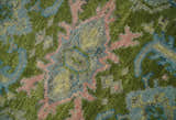 Custom Made Hand Knotted Green, Silver and Peach Traditional Oushak Wool Area Rug