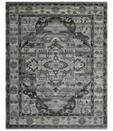 Custom Made Hand Knotted Ivory and Charcoal Traditional Wool Area Rug