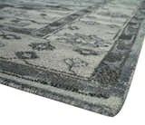 Custom Made Hand Knotted Ivory and Charcoal Traditional Wool Area Rug