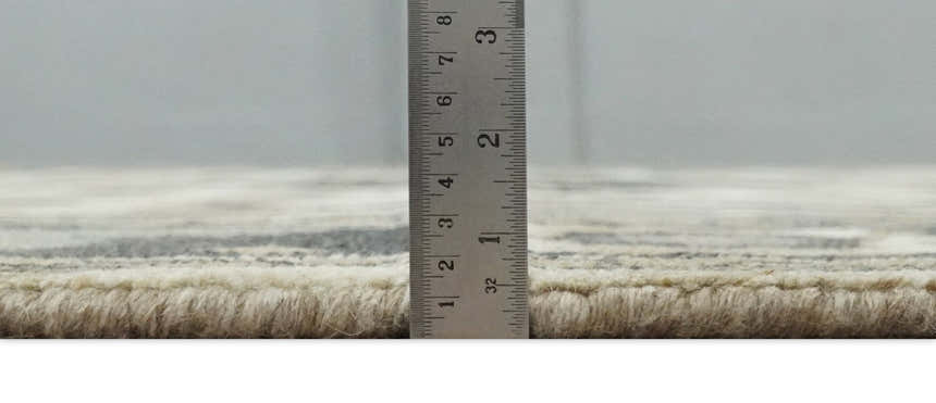 Custom Made Hand Knotted Ivory, Charcoal and Beige Traditional Wool Area Rug