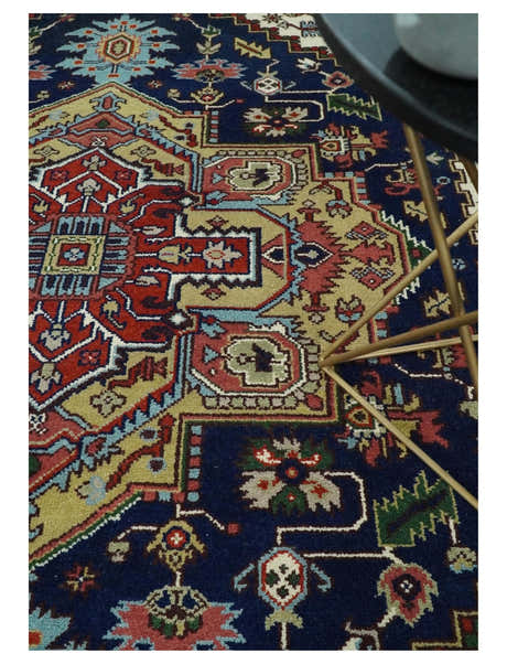 Custom Made Hand Knotted Multi Size Large Olive, Blue, Ivory and Rust Traditional Wool Rug