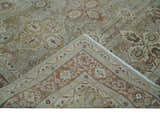 Custom Made Hand Knotted Olive and Rust Distressed Traditional Antique Look Wool Rug