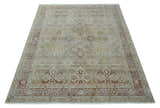 Custom Made Hand Knotted Olive and Rust Distressed Traditional Antique Look Wool Rug