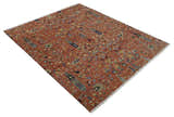 custom Made Hand Knotted Rust and Beige Traditional Turkish Knot Oushak Wool Rug