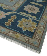 Custom Made Hand knotted Silver and Blue Traditional Oushak wool Area Rug