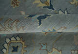 Custom Made Hand knotted Silver and Blue Traditional Oushak wool Area Rug