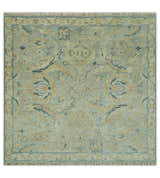 Custom Made Hand Knotted Silver and Blue Traditional Oushak Wool Rug