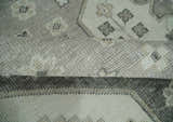 Custom Made Hand Knotted Silver, Charcoal and Ivory Traditional Medallion Wool Area Rug