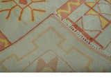 Custom Made Hand Knotted Silver, Peach and Mustard Southwestern wool area rug