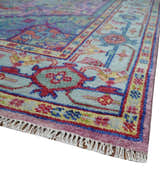 Custom Made Hand Knotted Silver, Purple and Green Traditional Wool Area Rug