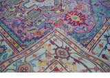 Custom Made Hand Knotted Silver, Purple and Green Traditional Wool Area Rug
