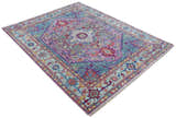 Custom Made Hand Knotted Silver, Purple and Green Traditional Wool Area Rug