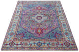 Custom Made Hand Knotted Silver, Purple and Green Traditional Wool Area Rug
