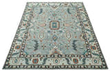 Custom Made Hand Knotted Silver, Teal, Ivory and Brown Traditional Oriental Oushak wool area Rug