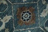 Custom Made Hand Knotted Teal and Ivory Traditional Antique Style Wool Area Rug