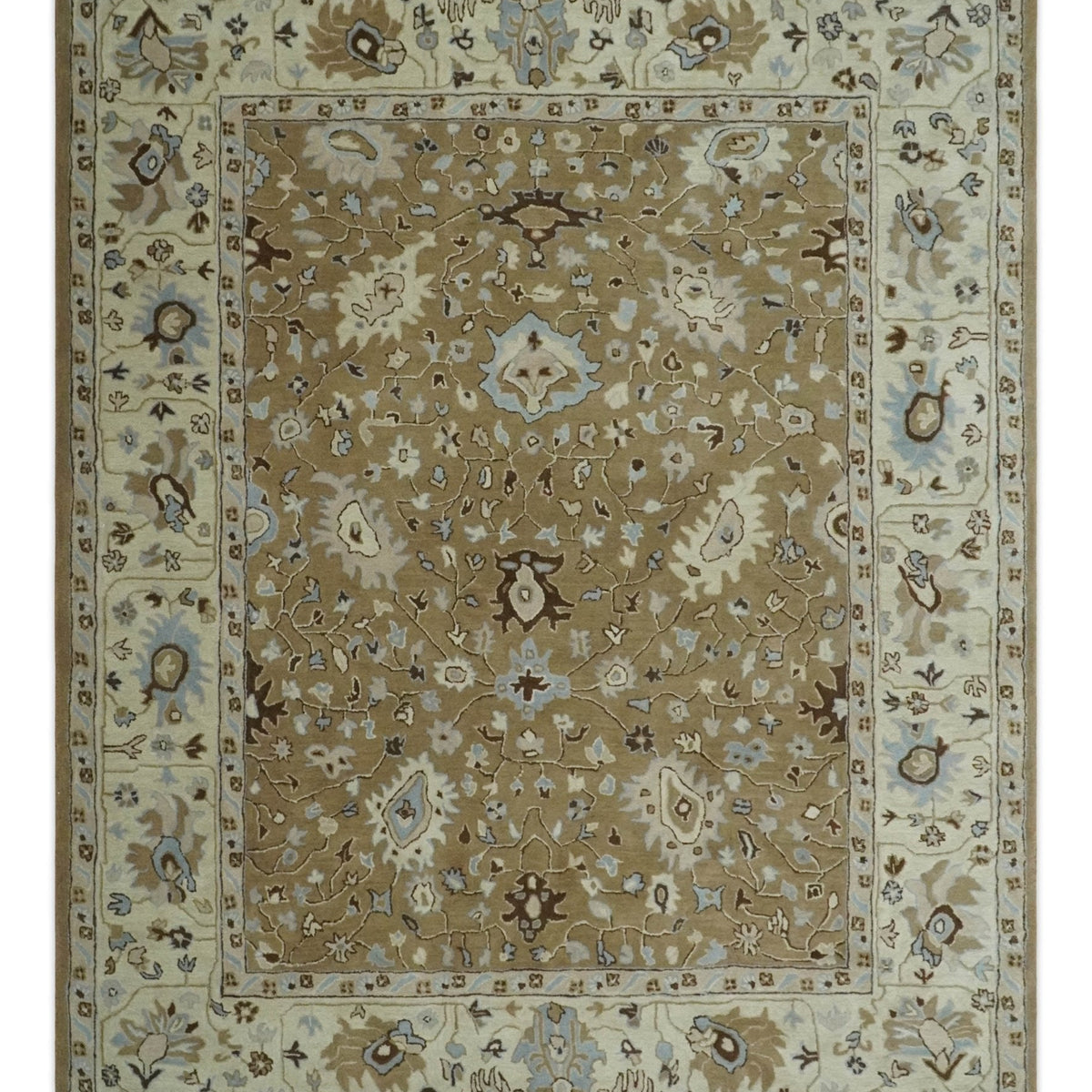 Custom Made Hand Tufted Earthy Camel and Beige Traditional Wool Oushak ...