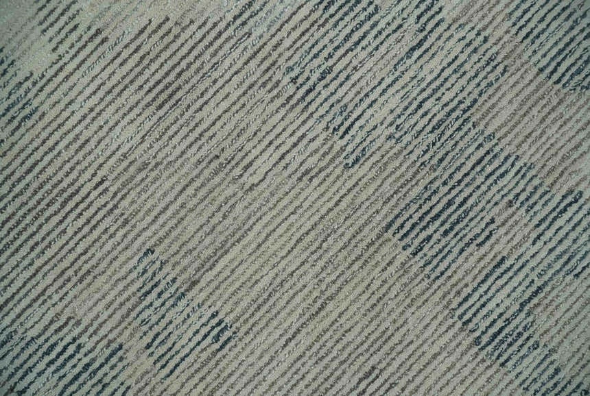 Custom Made Hand Tufted Ivory, Beige and Charcoal Modern Abstract Design Rug