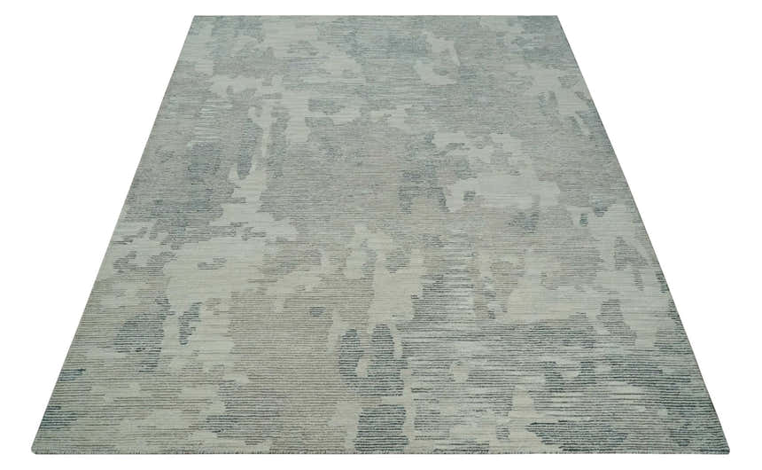 Custom Made Hand Tufted Ivory, Beige and Charcoal Modern Abstract Design Rug