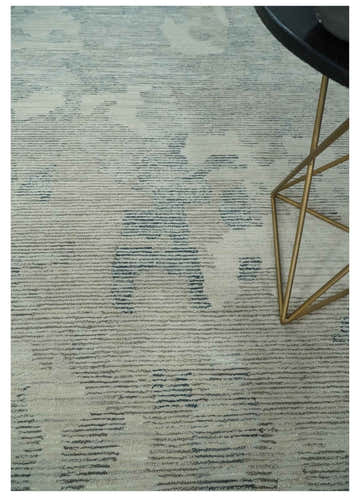 Custom Made Hand Tufted Ivory, Beige and Charcoal Modern Abstract Design Rug