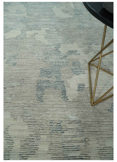 Custom Made Hand Tufted Ivory, Beige and Charcoal Modern Abstract Design Rug