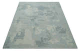 Custom Made Hand Tufted Ivory, Silver, Gray and Charcoal Modern Abstract Design Rug