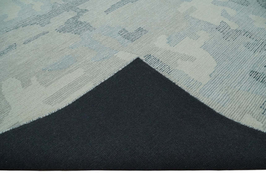 Custom Made Hand Tufted Ivory, Silver, Gray and Charcoal Modern Abstract Design Rug