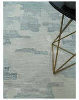 Custom Made Hand Tufted Ivory, Silver, Gray and Charcoal Modern Abstract Design Rug