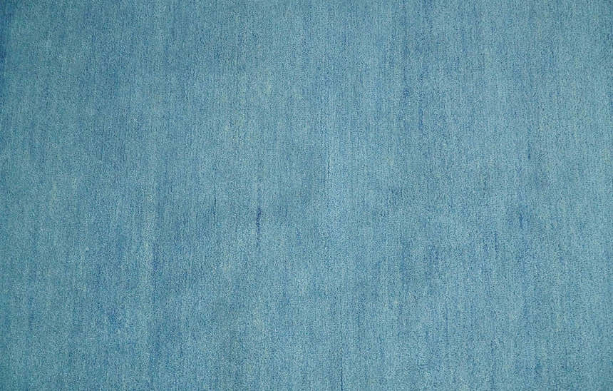 Custom Made Hand Tufted Solid Plane Light Blue Woolen wool Area Rug